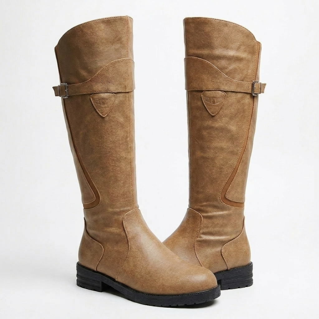 Jayla | Botas altas de montar con hebilla hasta la rodilla para mujer