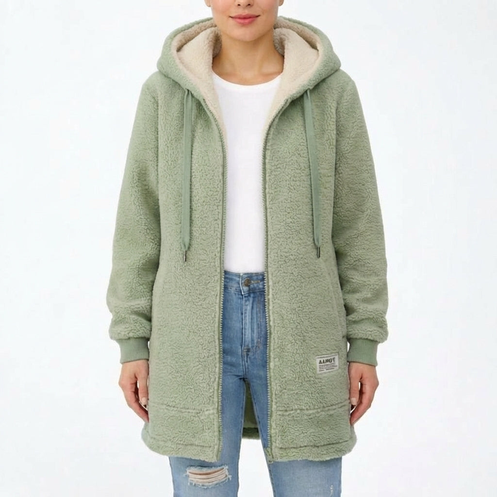 Lisa | Chaqueta Larga de Mujer con Forro Sherpa y Cremallera