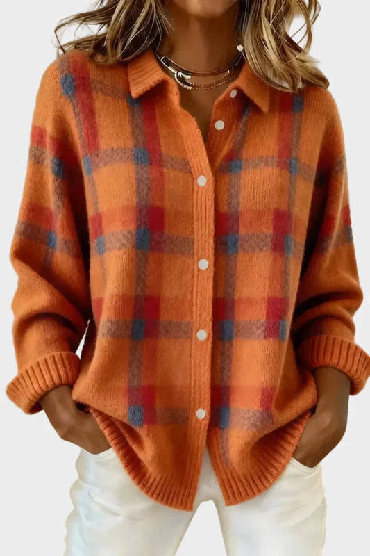 Katerina - Suéter retro de lana hecho a mano con contraste.