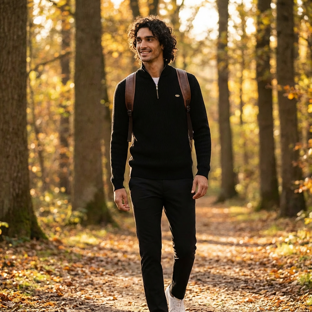 Aiden | Suéter de Punto Acanalado con Cremallera para Hombre