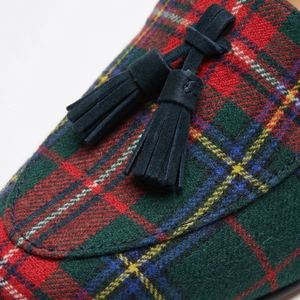 Alba | Mocasines Tartán con Borlas Mujer Clásico