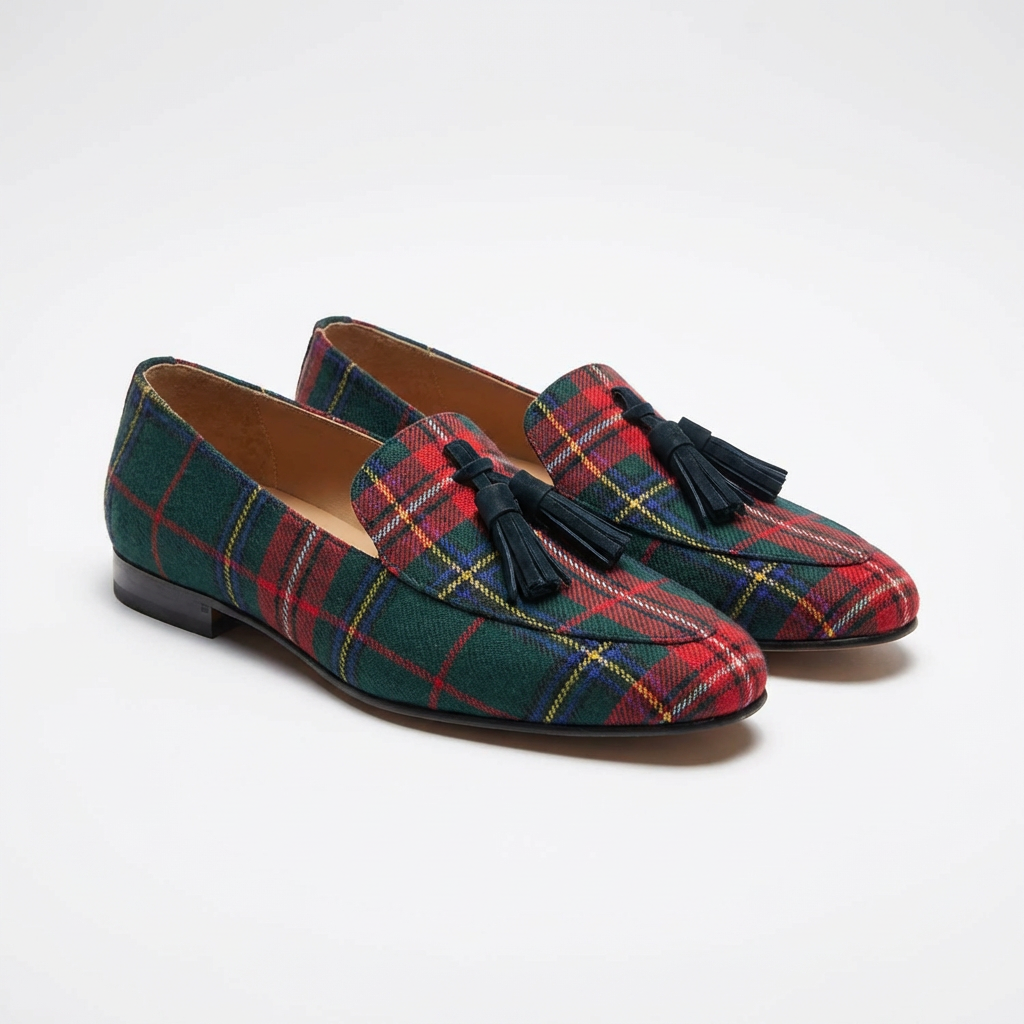 Alba | Mocasines Tartán con Borlas Mujer Clásico