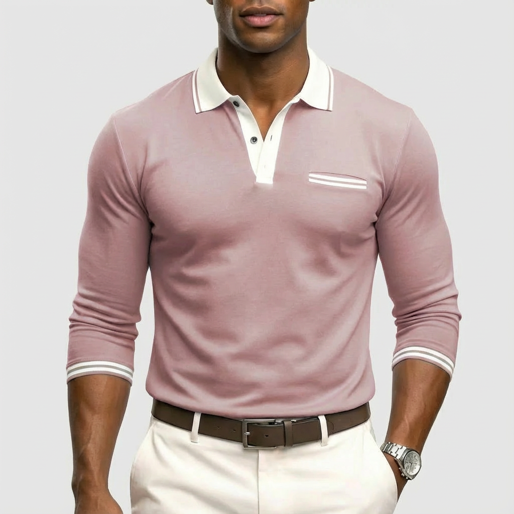 Alejandro | Camiseta Polo Hombre Con Cuello Contraste Y Puños Rayas | Clásico