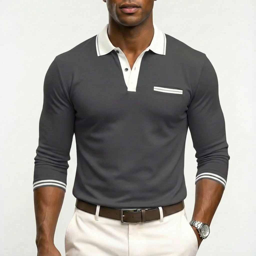 Alejandro | Camiseta Polo Hombre Con Cuello Contraste Y Puños Rayas | Clásico