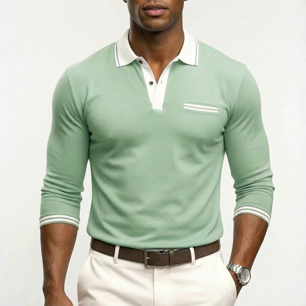 Alejandro | Camiseta Polo Hombre Con Cuello Contraste Y Puños Rayas | Clásico