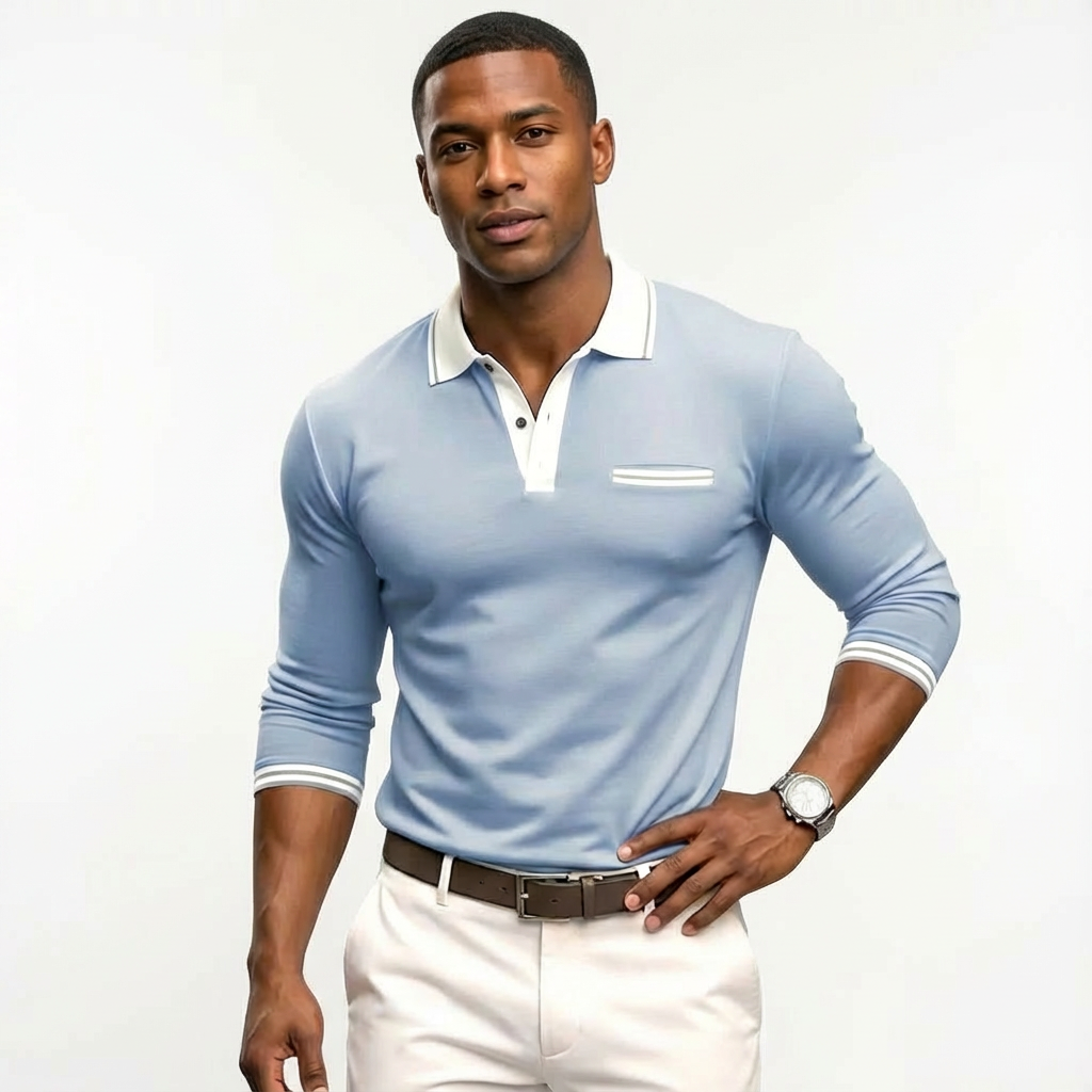 Alejandro | Camiseta Polo Hombre Con Cuello Contraste Y Puños Rayas | Clásico