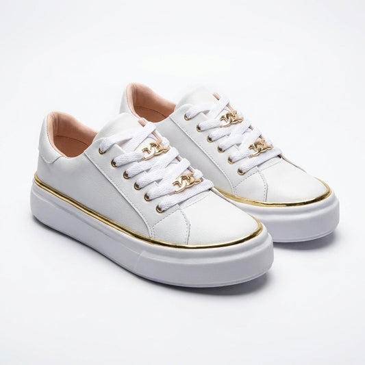 Alexia | Zapatillas Plataforma Detalles Dorados Mujer