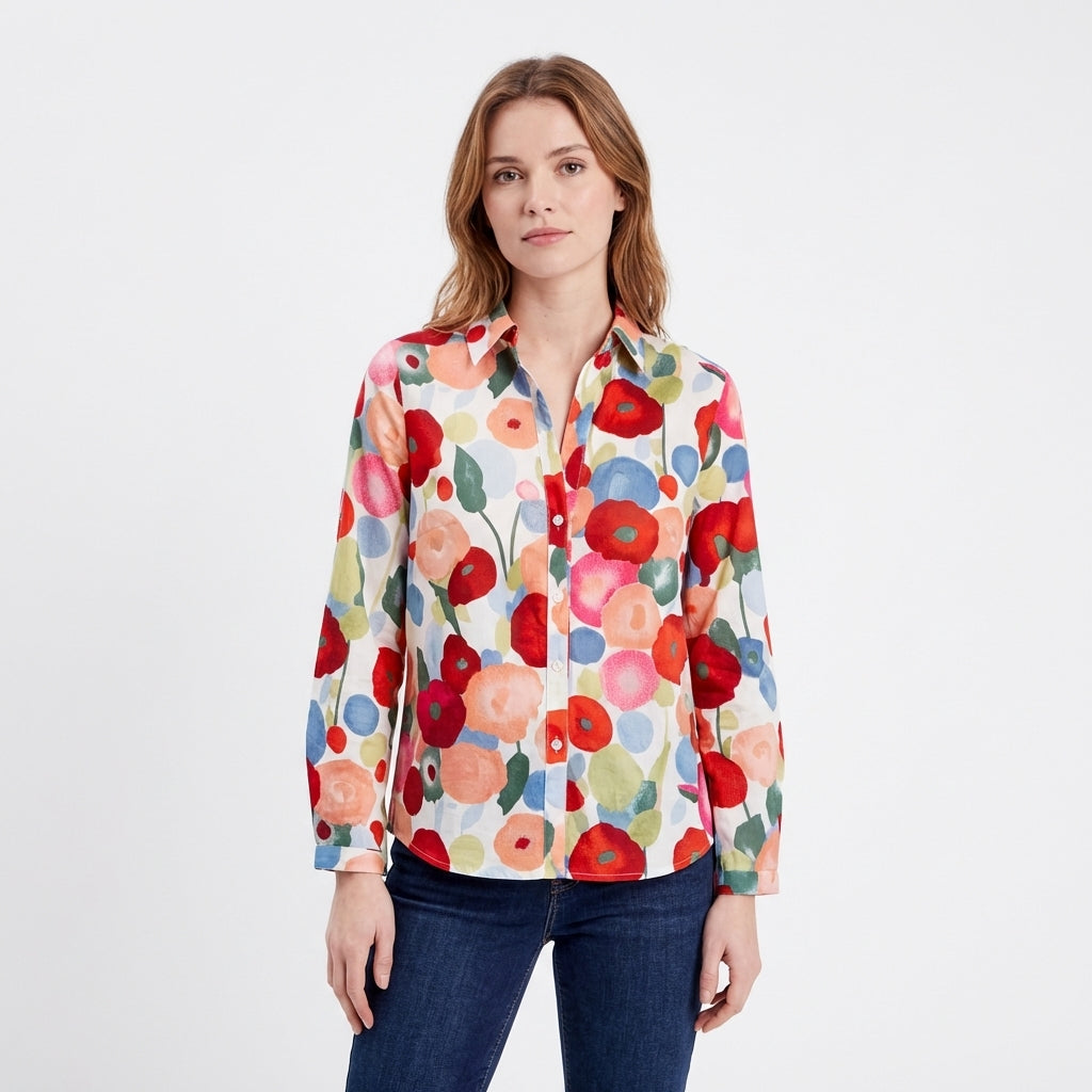 Amapola | Camisa Estampado Floral Acuarela Mujer