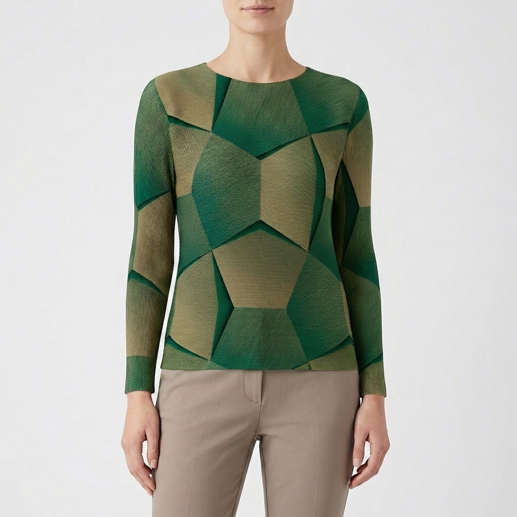Ámbar | Jersey Estampado Geométrico 3D Mujer
