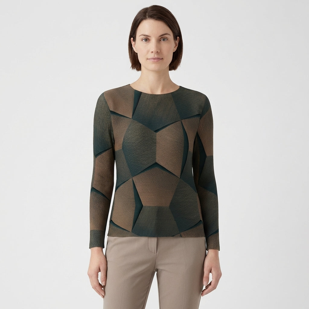 Ámbar | Jersey Estampado Geométrico 3D Mujer