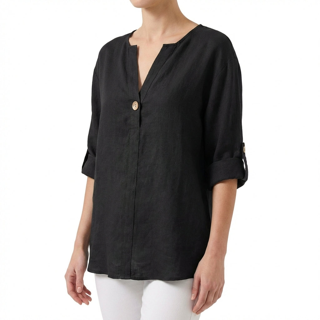 Amparo | Blusa Holgada Cuello Mao Mujer