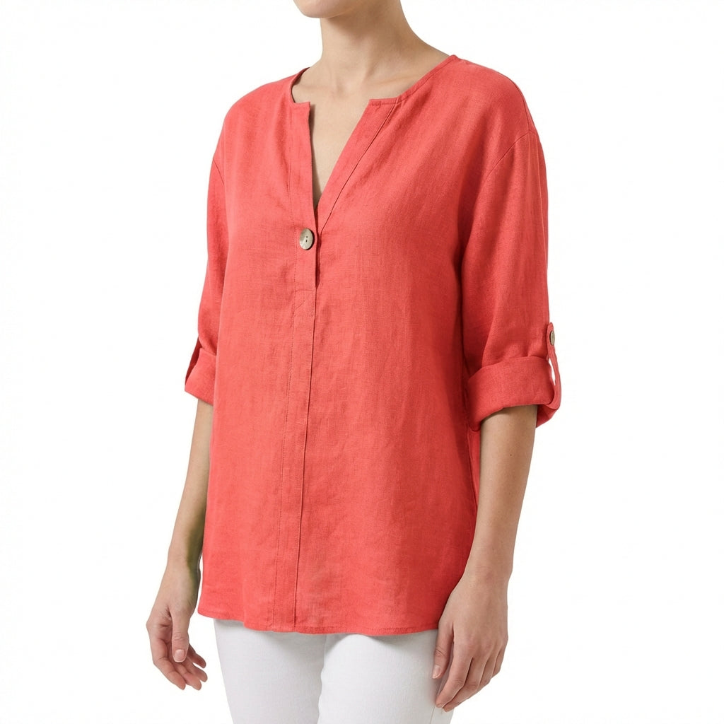 Amparo | Blusa Holgada Cuello Mao Mujer