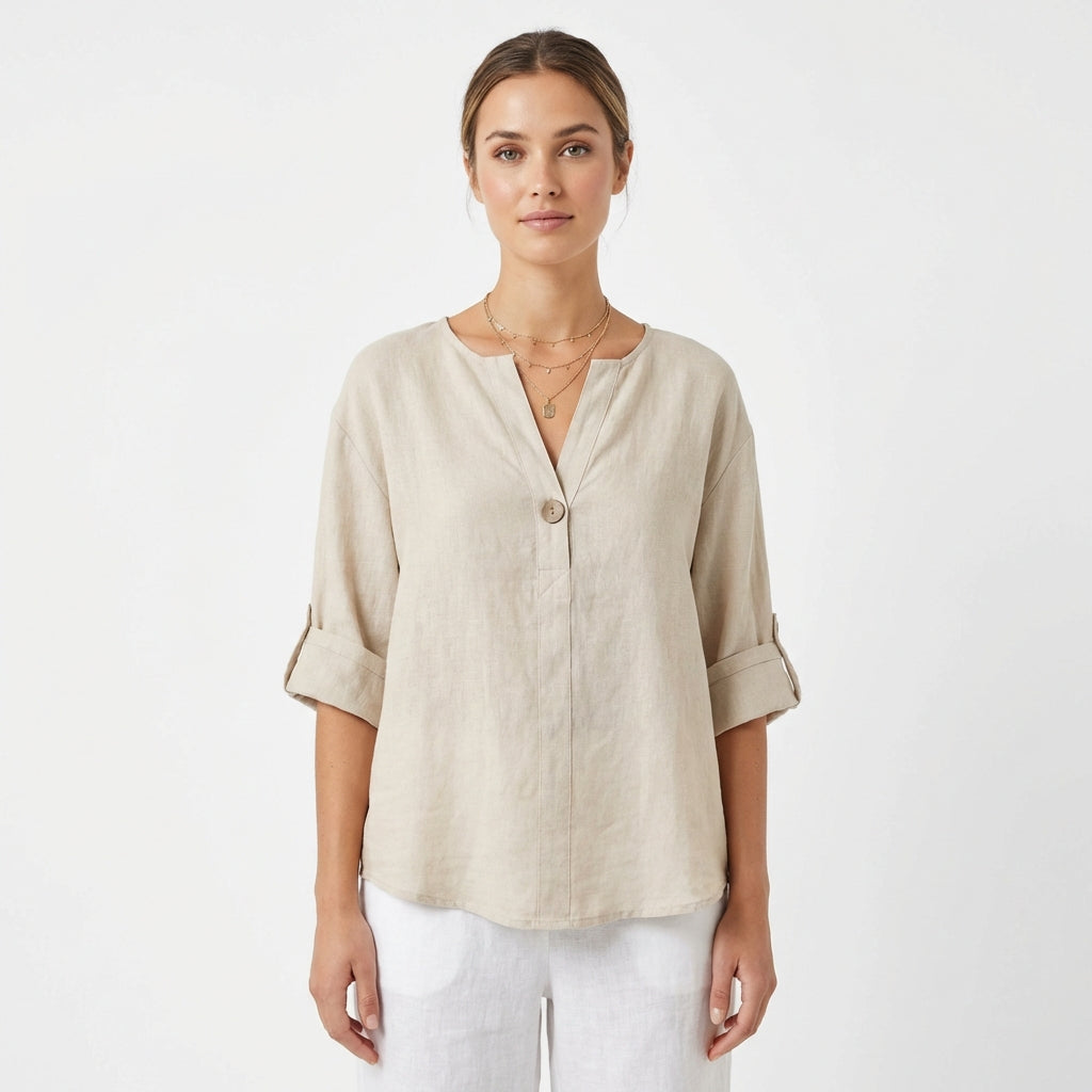 Amparo | Blusa Holgada Cuello Mao Mujer