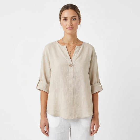 Amparo | Blusa Holgada Cuello Mao Mujer