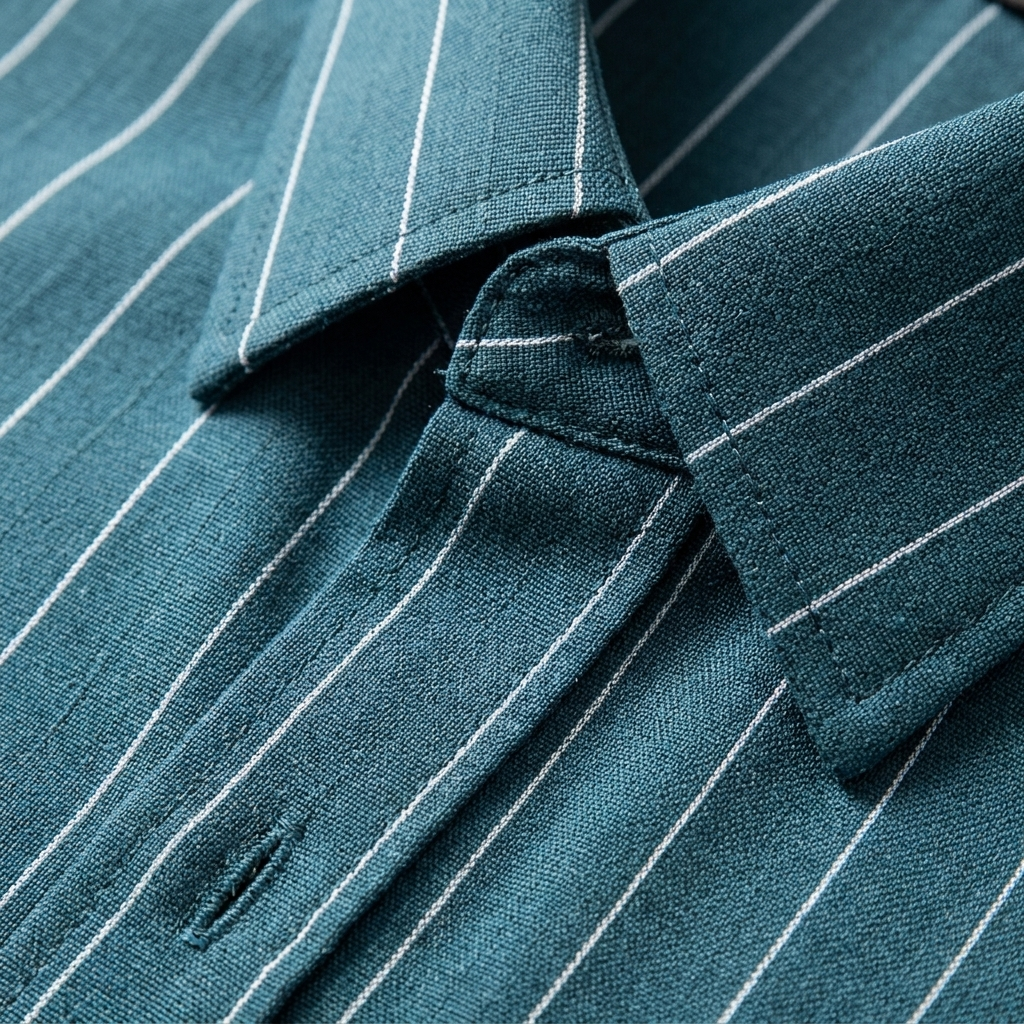 Carlos | Camisa Manga Corta Hombre Con Cuello Cubano Y Rayas Verticales | Casual