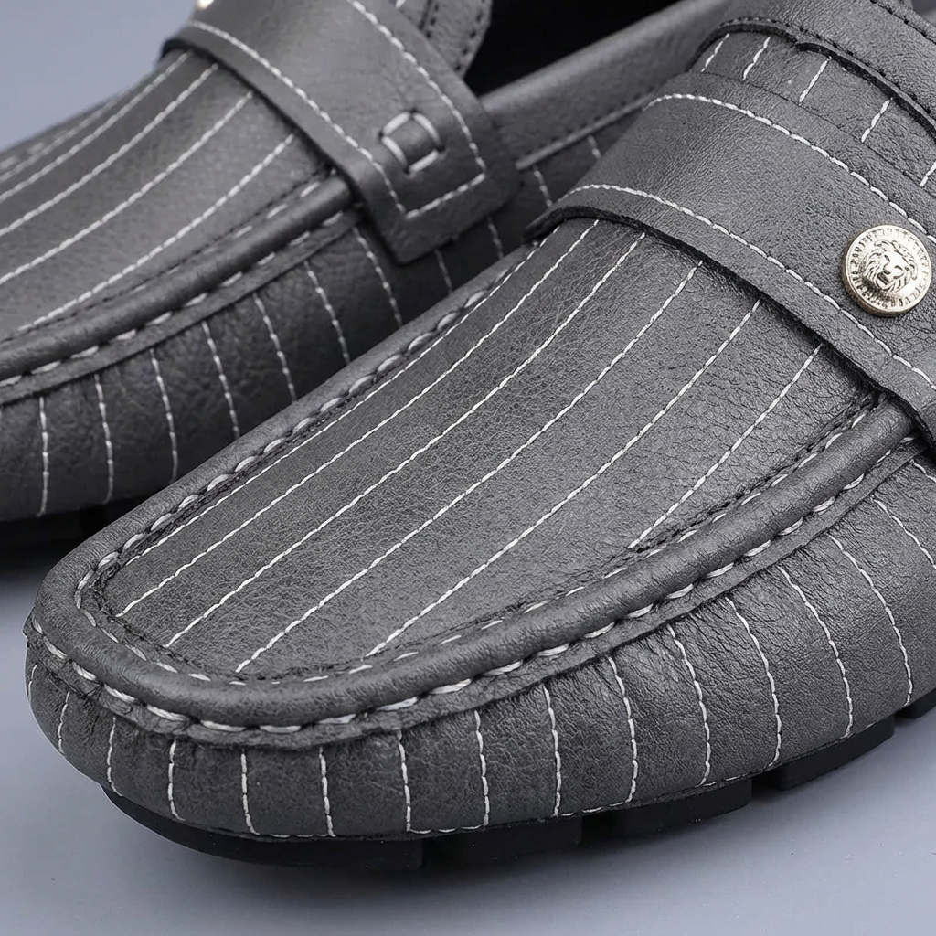 Carlos | Mocasines Hombre Con Costuras Contraste Y Botón Decorativo | Moderno