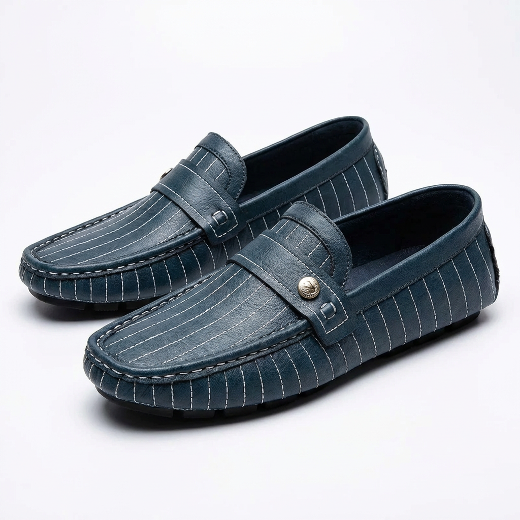 Carlos | Mocasines Hombre Con Costuras Contraste Y Botón Decorativo | Moderno