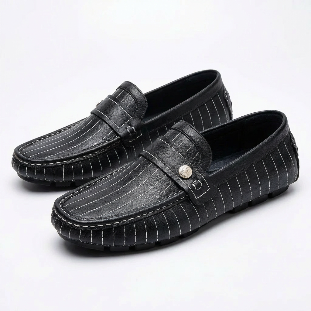 Carlos | Mocasines Hombre Con Costuras Contraste Y Botón Decorativo | Moderno