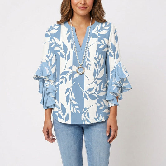 Carmen | Blusa Estampada Manga Volante Mujer Boho