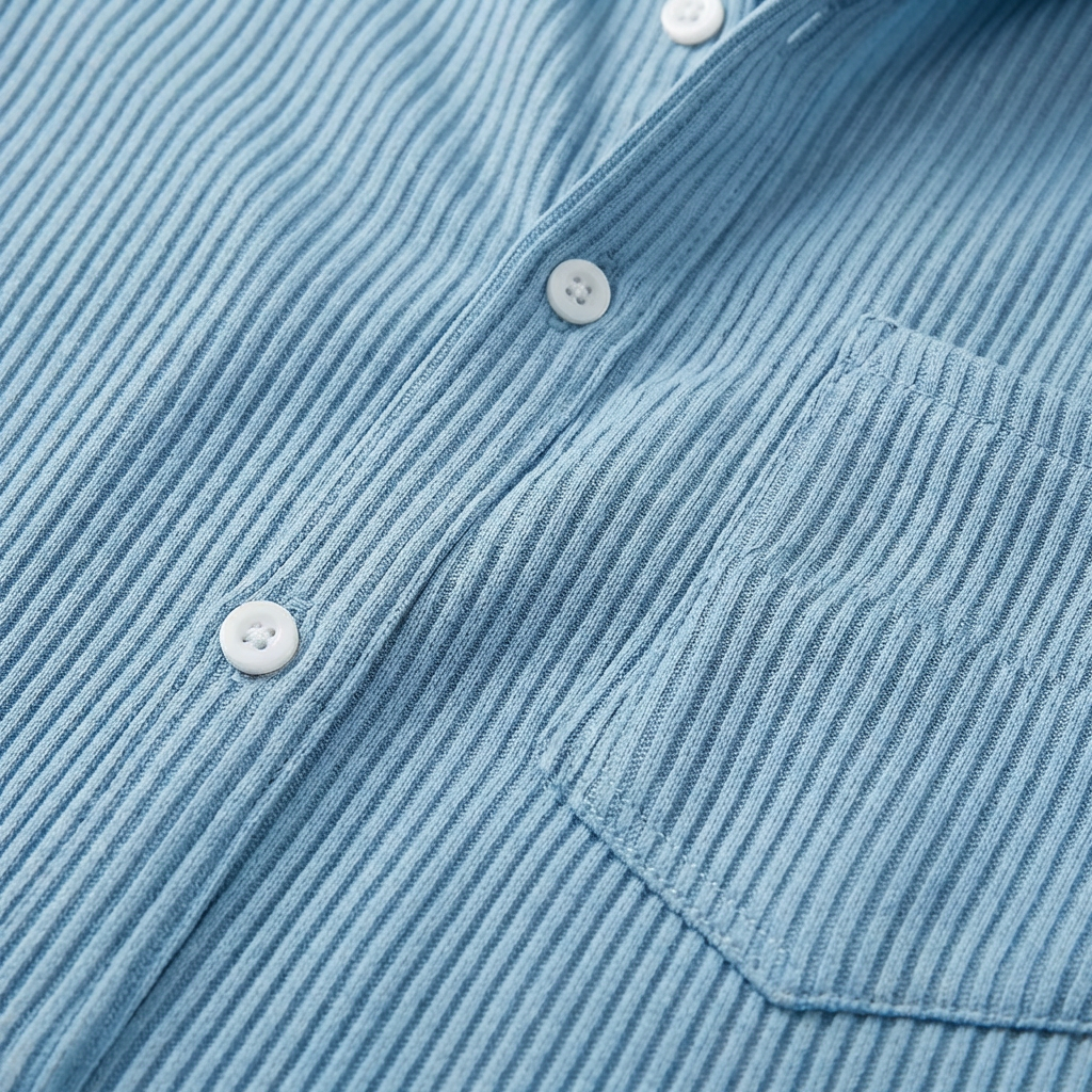 Diego | Camisa Manga Corta Hombre Con Textura Acanalada Y Bolsillo Pecho | Casual