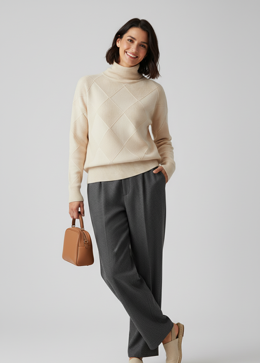 Jasmine Jersey de Cuello Alto de Cachemira
