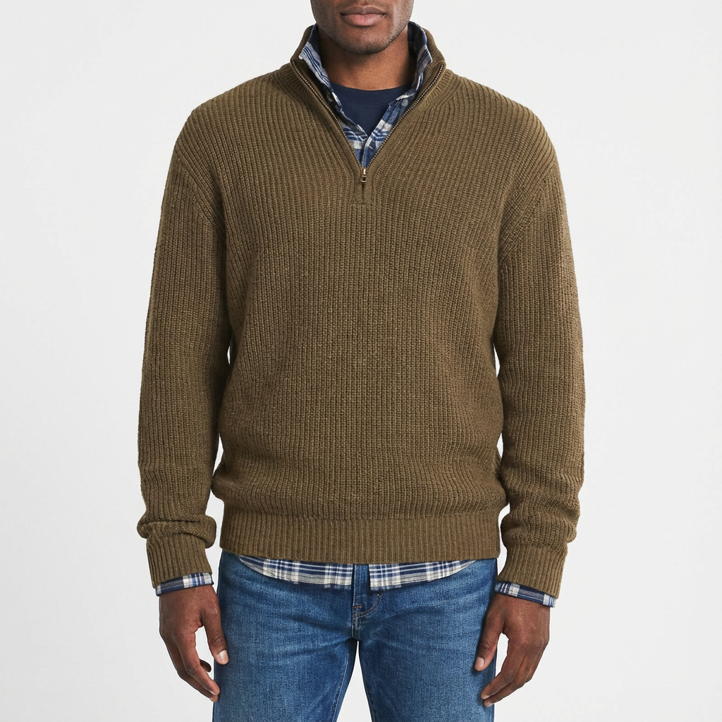 Grayson | Suéter para Hombre con Cremallera Corta de Cuarto
