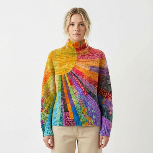 Harper | Suéter de Cuello Alto de Arcoíris para Mujer