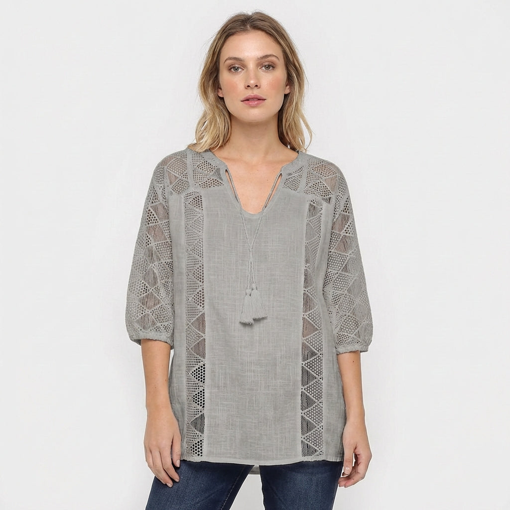 Ina | Blusa Crochet con Borlas Mujer Boho