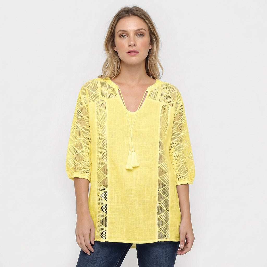 Ina | Blusa Crochet con Borlas Mujer Boho