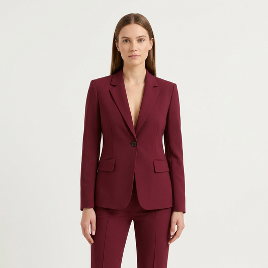 Isabel | Blazer borgoña Mujer Con Cierre De Un Botón Y Corte Slim Fit | Ejecutivo