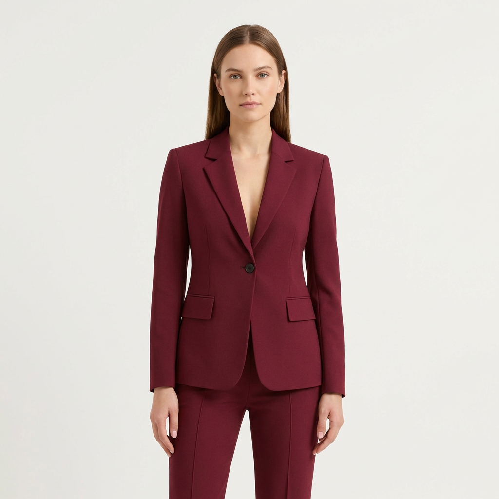 Isabel | Blazer borgoña Mujer Con Cierre De Un Botón Y Corte Slim Fit | Ejecutivo