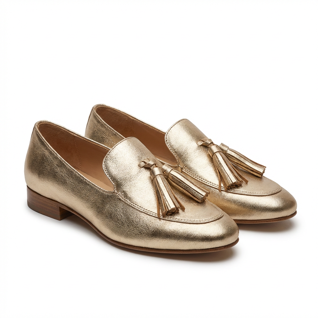 Jimena | Mocasines Dorados con Borlas Elegantes Mujer