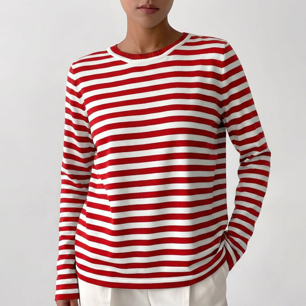 Laia | Jersey de Rayas Cuello Redondo Casual Mujer