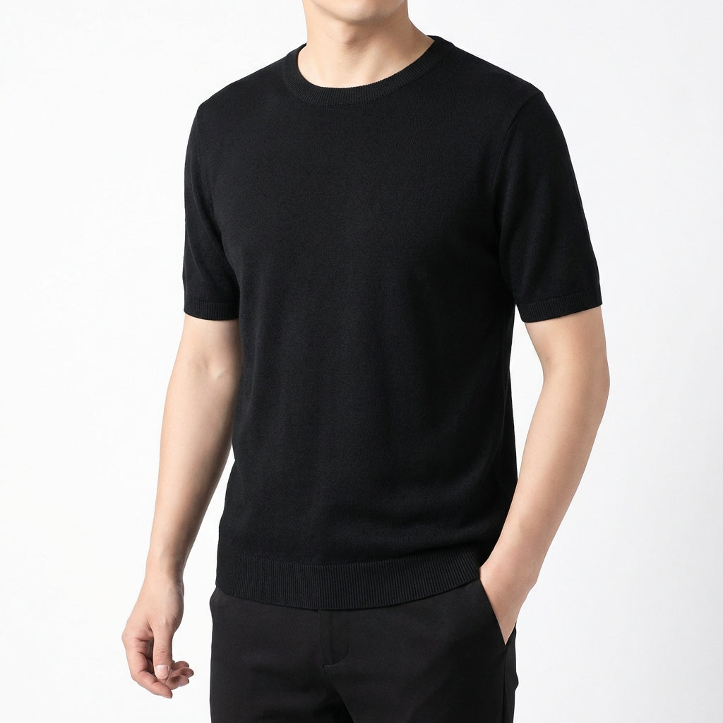 Leandro | Hombre Camiseta Punto Manga Corta Básica