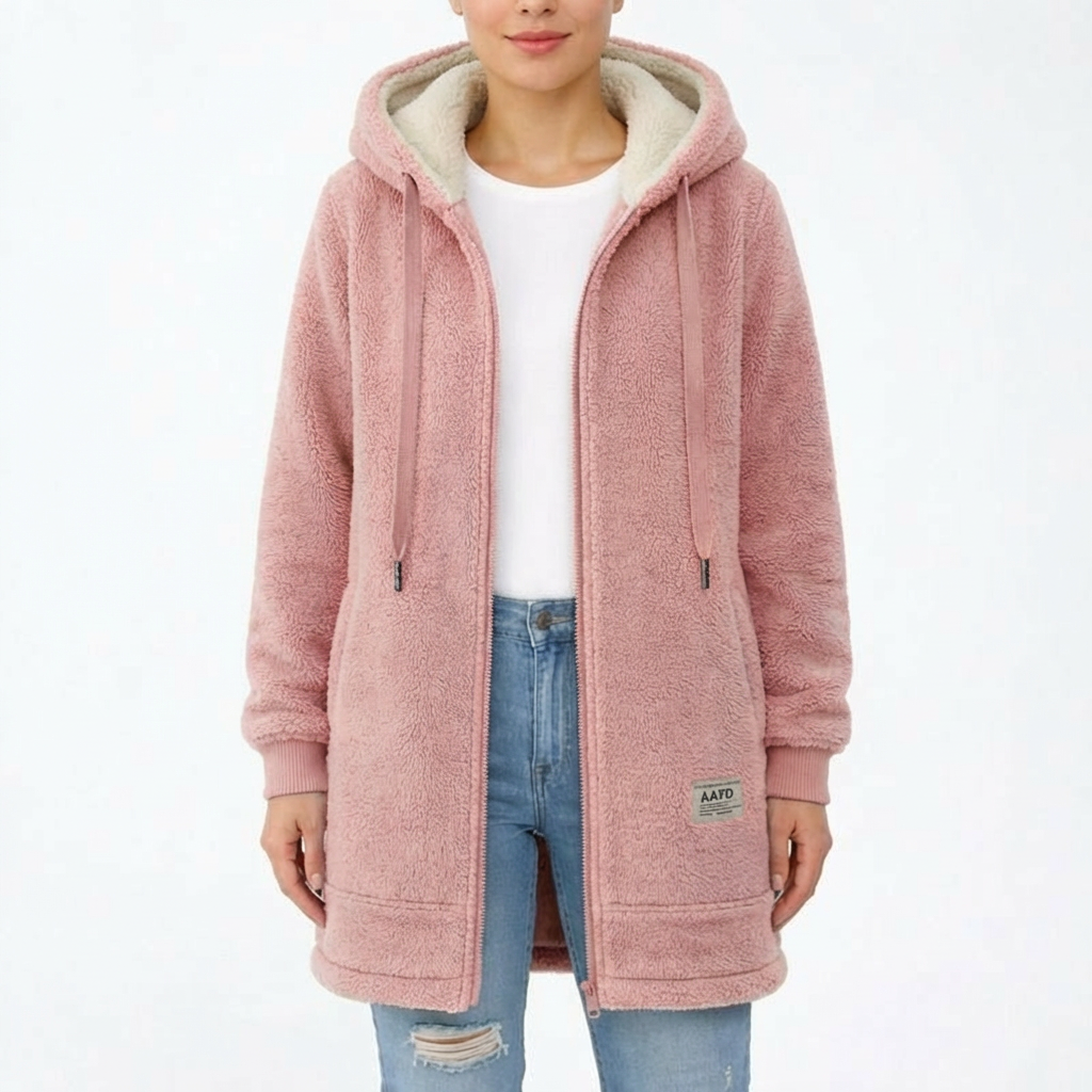 Lisa | Chaqueta Larga de Mujer con Forro Sherpa y Cremallera