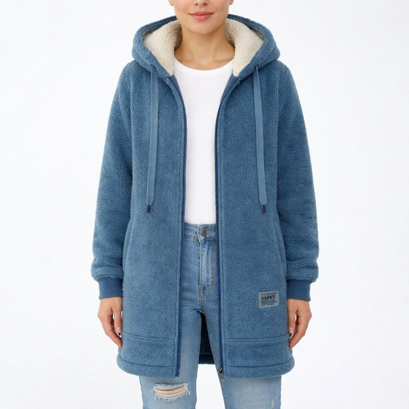 Lisa | Chaqueta Larga de Mujer con Forro Sherpa y Cremallera