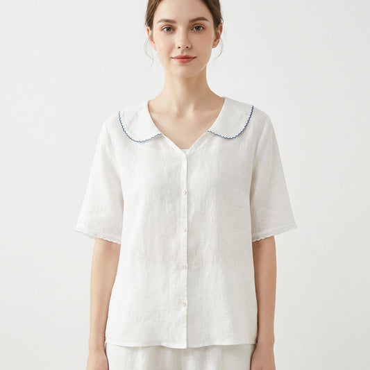 Lucía | Mujer Blusa Cuello Bebé Manga Corta