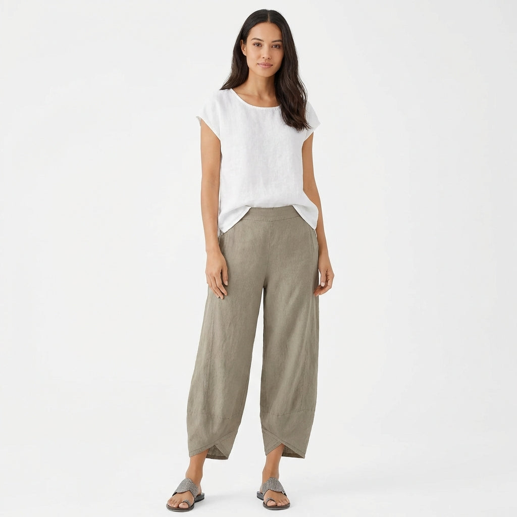 Lucia | Pantalón Culotte Mujer Con Bajo Asimétrico Y Corte Holgado | Casual