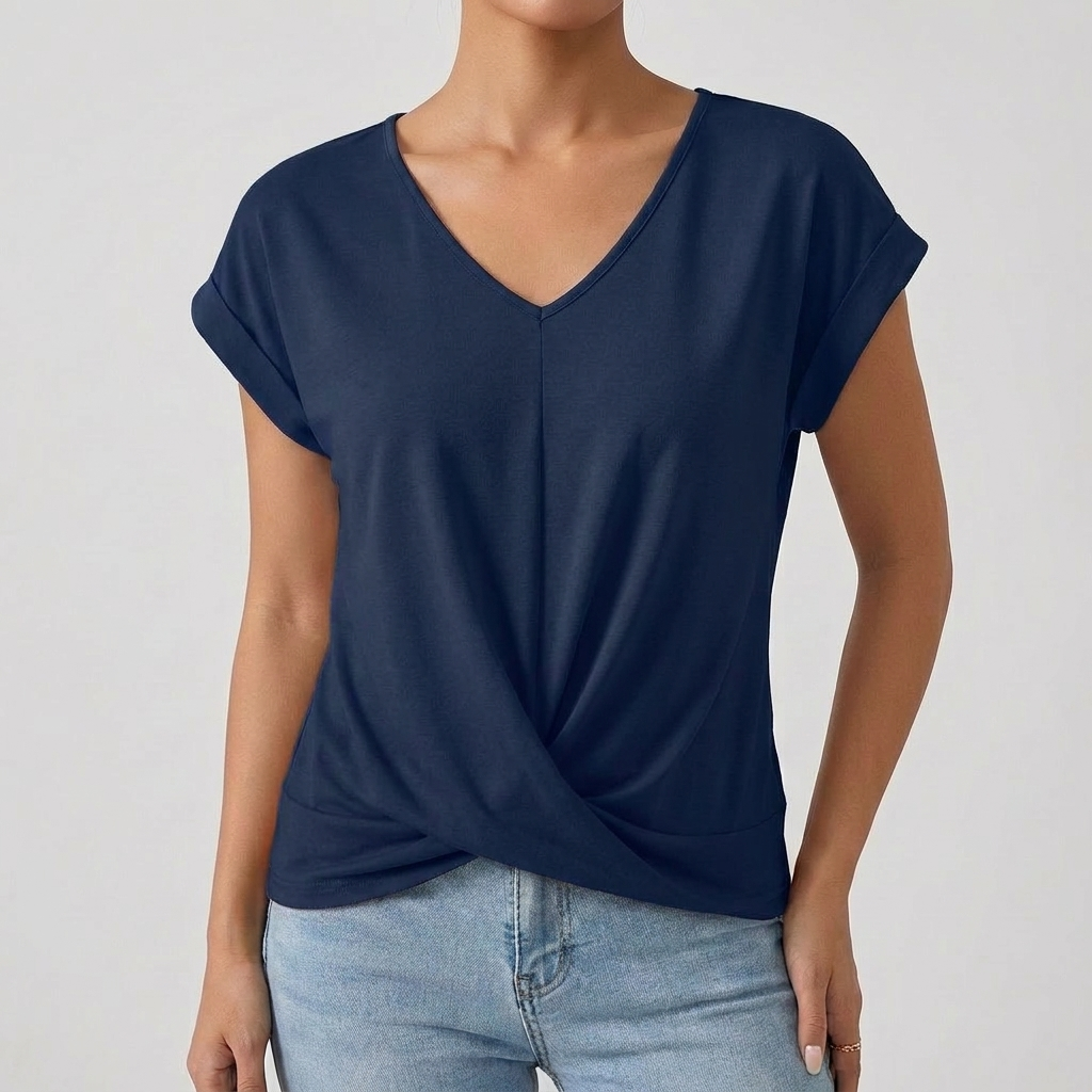 Luna | Camiseta Mujer Con Escote En V Y Manga Caída | Casual