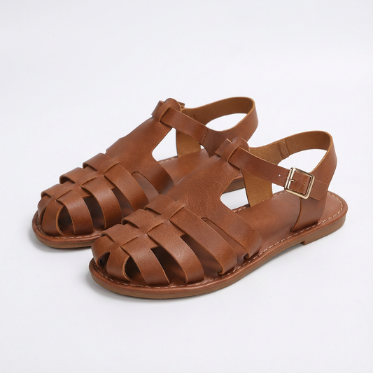 Luna | Mujer Sandalias Romanas Con Puntera Cerrada Y Correa Tobillo | Casual