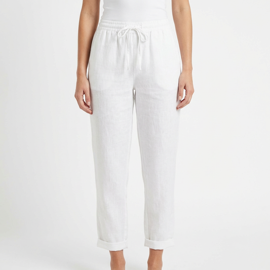 Luna | Pantalón Mujer Con Cintura Elástica Y Bajo Doblado | Casual