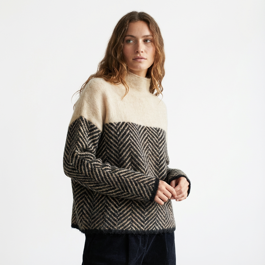 Marcia | Suéter de Cuello Alto con Bloques de Color para Mujer