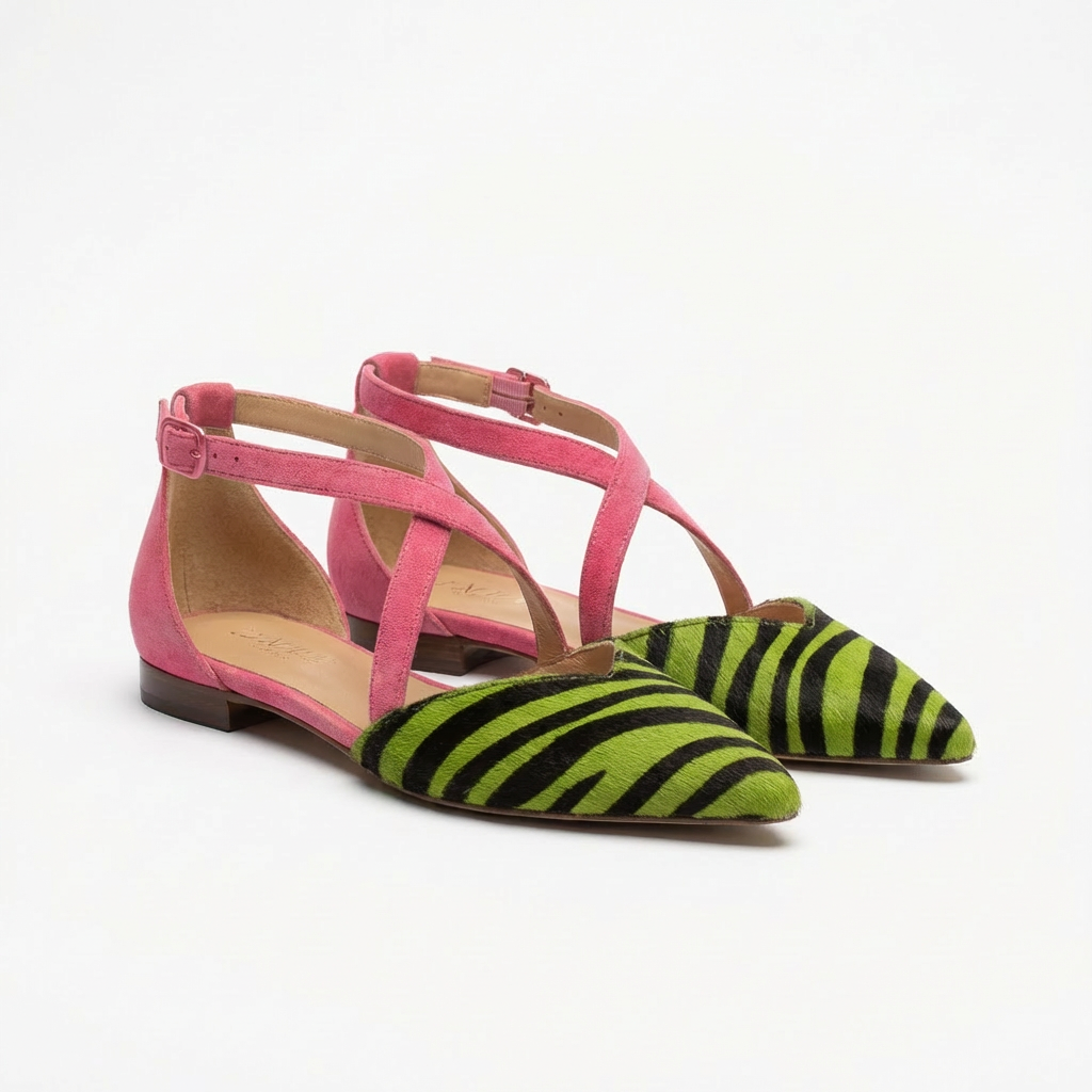 Mireia | Bailarinas Zebra Tiras Cruzadas Punta Afilada Mujer