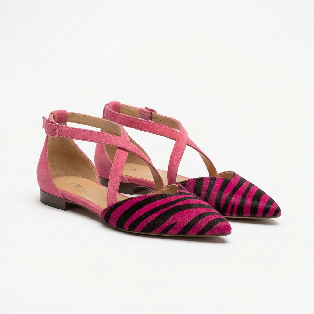 Mireia | Bailarinas Zebra Tiras Cruzadas Punta Afilada Mujer