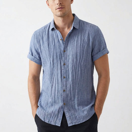 Pablo | Camisa Manga Corta Hombre Con Textura Arrugada Y Corte Holgado | Veraniego
