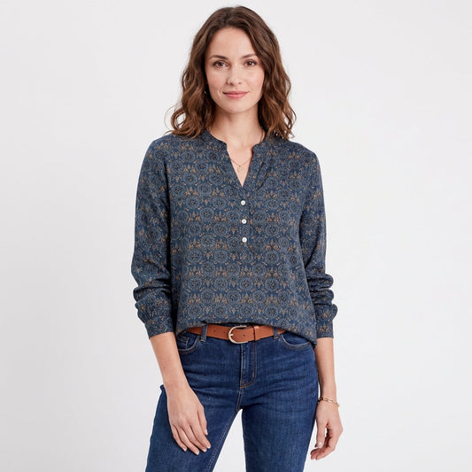 Paloma | Blusa Estampada Cuello Mao Manga Larga Mujer