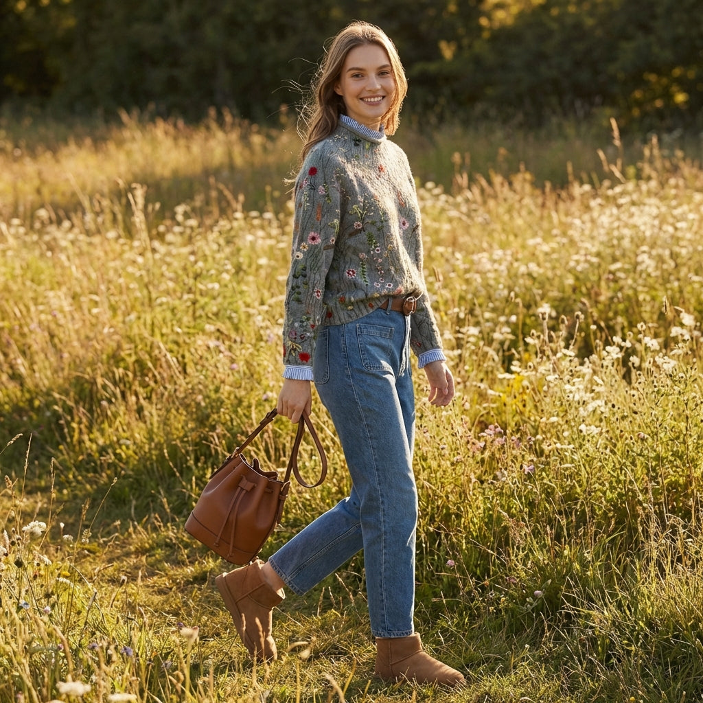 Pradera | Jersey Bordado Floral Mujer