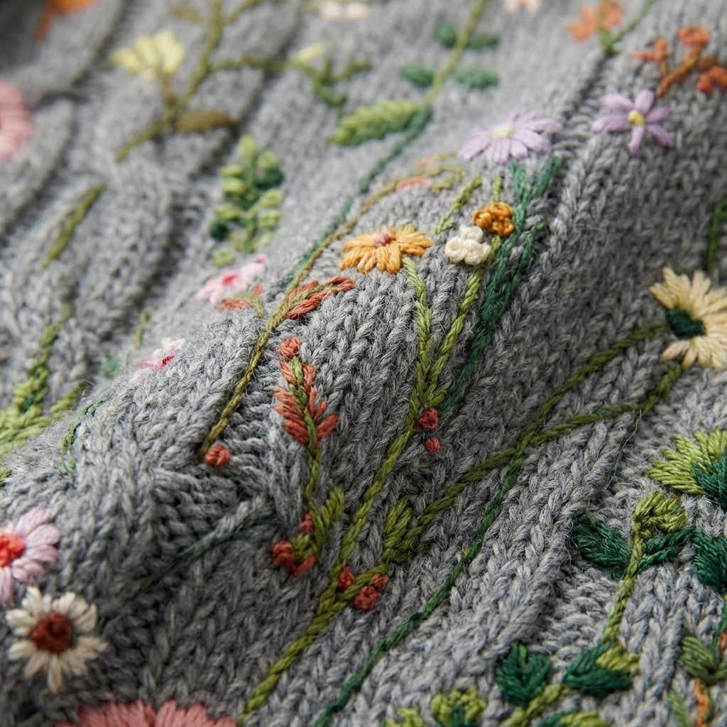 Pradera | Jersey Bordado Floral Mujer