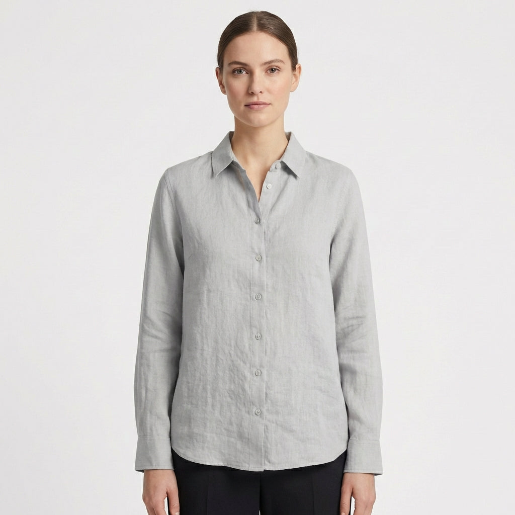 Sofia | Camisa Mujer Con Cuello Clásico Y Bajo Redondeado | Casual
