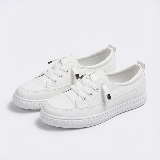 Sofia | Mujer Blanco Zapatillas Con Cordones Y Suela Plana | Casual